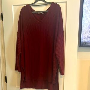 Zenana Outfitters Red V-Neck Sweater